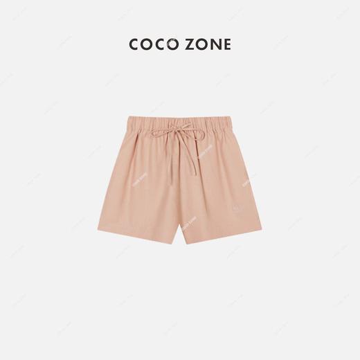 COCO ZONE 通勤风纯色绣花短裤松紧腰系绳裤子23C18913 商品图0