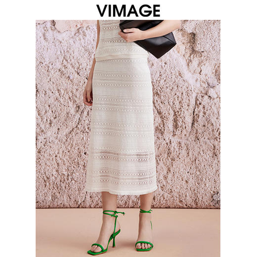 VIMAGE纬漫纪夏季新款蕾丝镂空直筒包臀半裙女V2106722 商品图2