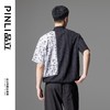 PINLI品立2024夏季新款中国风拼接短袖T恤国潮印花竹叶立领男上衣B242111077 商品缩略图3