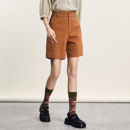 谜底短裤女士2024夏季新品简约通勤高腰百搭棉弹直筒裤242MK0610 商品图1