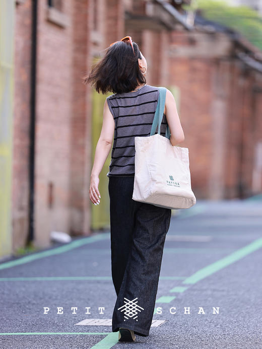 PETIT SCHAN小闪 CLO#497 black humor 黑色幽默 四季款土耳其进口棉麻牛仔文艺抽绳直筒裤 商品图5