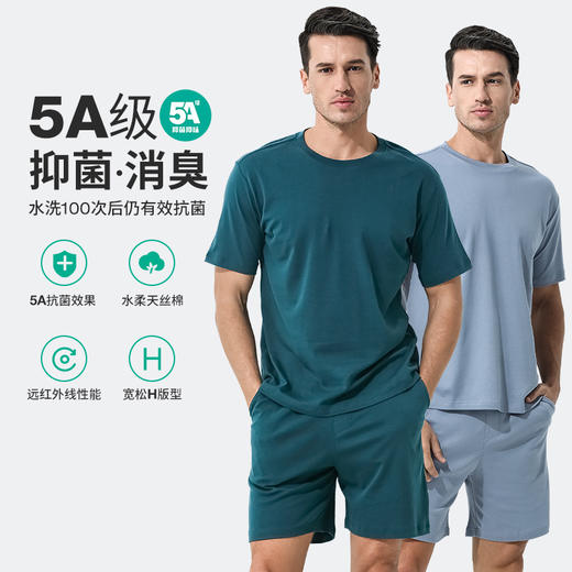 【大牌质感】凉感美肌丝光棉短袖套装 春夏男士5A抑菌抗菌抗起球可外出休闲T恤套装 商品图9