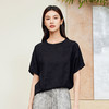 玳莎真丝连肩袖小衫女2024新款夏季宽松设计感小众桑波缎圆领上衣  EB31203 商品缩略图2