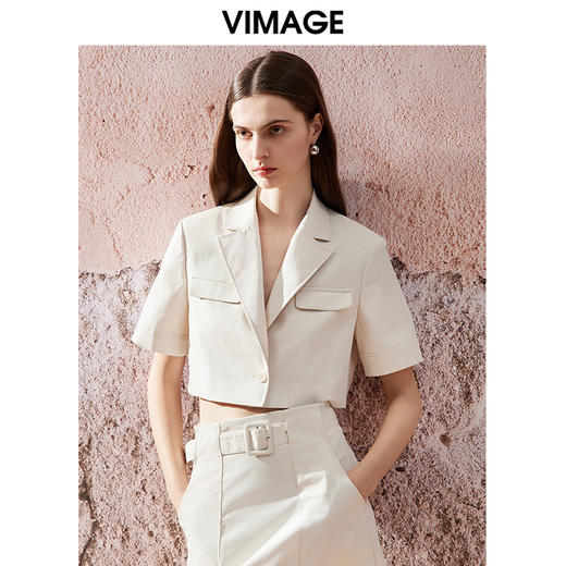 VIMAGE纬漫纪夏季新款气质通勤收腰短款露腰西装短外套V2103719 商品图0