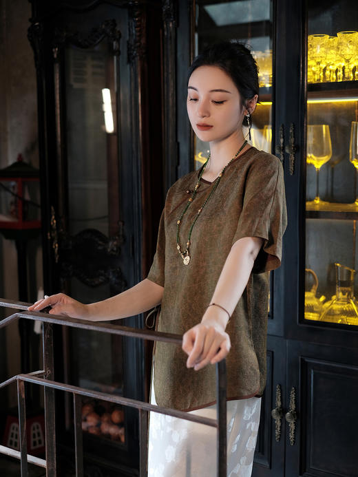 盛唐婧 |真丝花罗团簇锦花斜襟上衣 商品图8