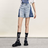 谜底A型短裤女2024年夏季新品复古风高腰百搭拼色牛仔裤242MK0588 商品缩略图1