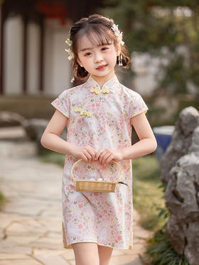 女童短袖旗袍裙24年夏季新款儿童中国风连衣裙复古宝宝汉服网红仙 _HLY