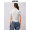 VIMAGE纬漫纪2024夏季新款舒适棉感白色圆领T恤上衣V2102715 商品缩略图4