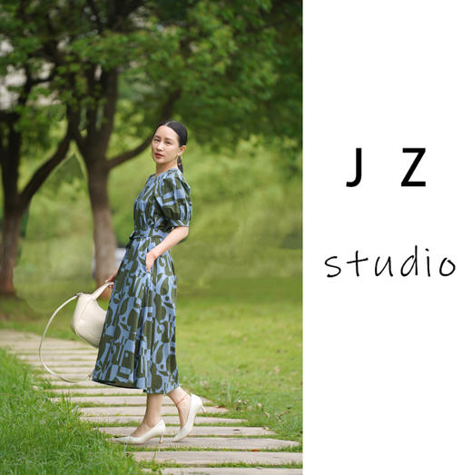 臣禾撞色印花裙JZ242020106 商品图2