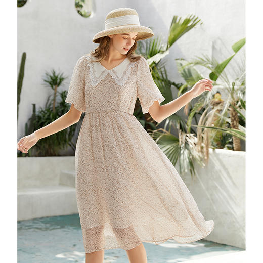 Famecoco范可儿赫本风春夏款连衣裙女碎花裙仙女森系超仙F223FC001 商品图5