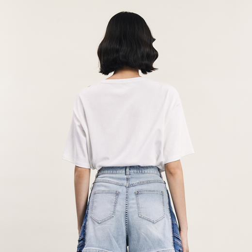 谜底特色T恤短袖女2024夏季新品复古文艺风绣花宽松上衣242MT0659 商品图2