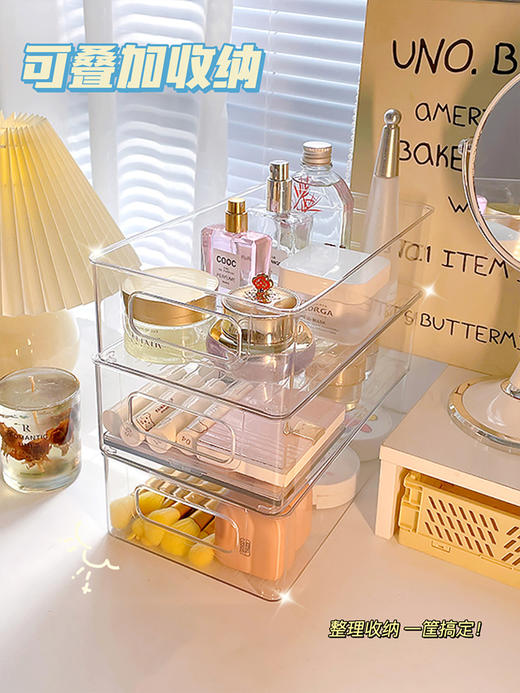 【5个装】桌面收纳盒亚克力化妆品透明筐宿舍面膜抽屉整理箱零食杂物置物架 商品图3