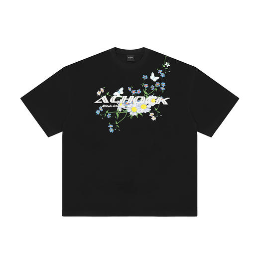 【Achock官方店】 潮牌花卉蝴蝶发泡印花短袖国潮街头重磅圆领T恤 商品图4