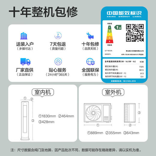 海尔空调 京馨3P客厅 1级节能 KFR-72LW/A5EAA81U1(芊晶灰) 智能操控 商品图5