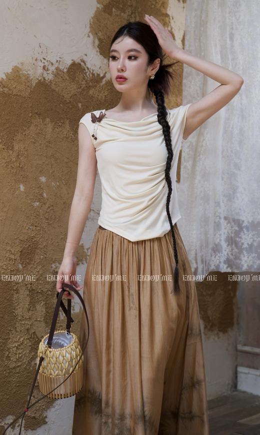 【门店同款】ENJOY夏季云敛-禅意枯色扎染长半裙 157453083 商品图4