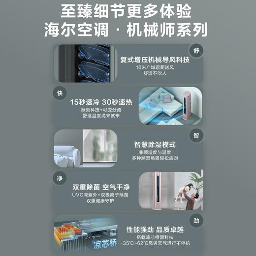 海尔空调 京馨3P客厅 1级节能 KFR-72LW/A5EAA81U1(芊晶灰) 智能操控 商品图1