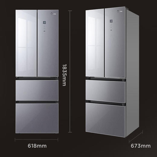 美的327升法式多门冰箱 二级变频风冷无霜铂金净味三循环钢化玻璃面板 BCD-327WFGPM 榭湖银 商品图5