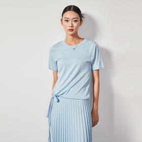 东黎 • 丝绒女士夏季系带气质简约圆领短袖 4071