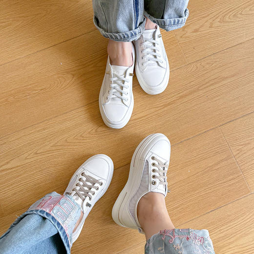【水上漂网面小白鞋 超级百搭王】鞋面头层牛皮+内里鞋垫头层羊皮，超轻，超舒服 商品图1