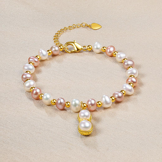 ALLOVE合金小花生时尚淡水珍珠手链，清新简雅 商品图4