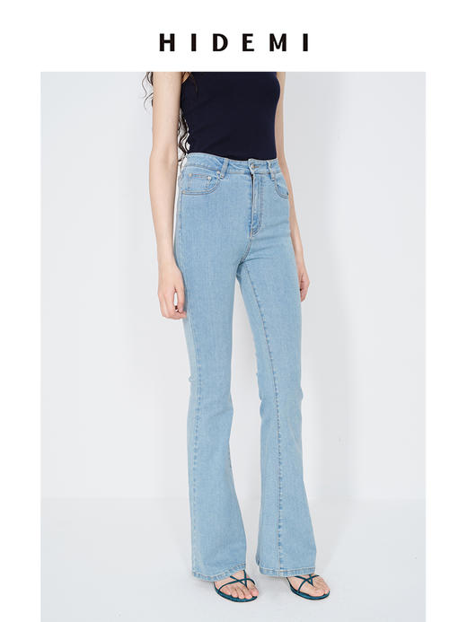 HIDEMI 【董生活同款】多重水洗做旧感超显瘦喇叭牛仔神裤长裤 商品图6