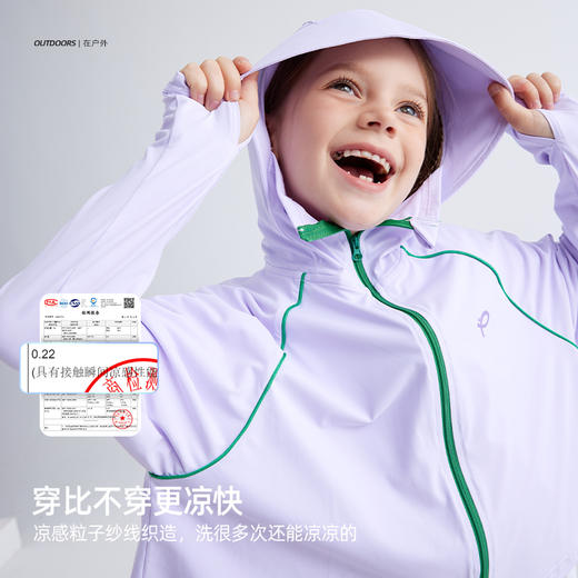 【零感冰皮防晒 UPF50+】儿童撞色斗篷冰皮防晒服 PXW2412 商品图2