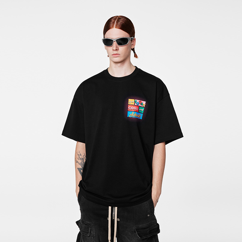 【Achock官方店】潮牌复古撞色字母数码印花新款短袖美式街头T恤