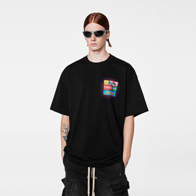 【Achock官方店】潮牌复古撞色字母数码印花新款短袖美式街头T恤