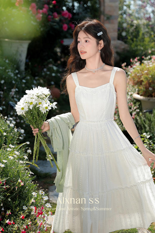 鹿向南「薄荷青柠」法式气质连衣裙套装2024夏季时尚通勤温柔裙子 商品图5