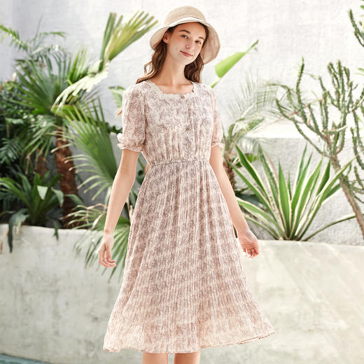 Famecoco范可儿赫本风连衣裙春夏温柔碎花裙仙女森系超仙F223FC002 商品图4