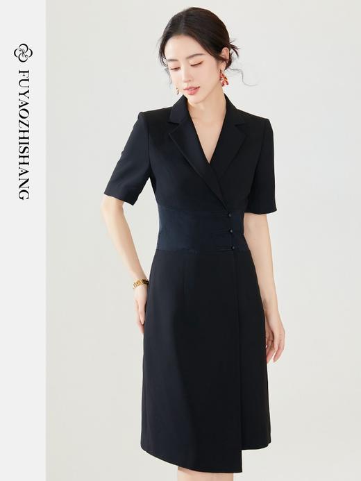 IWY/扶摇系列 黑色夏季高级感新中式拼接西装裙FYQ314 商品图1