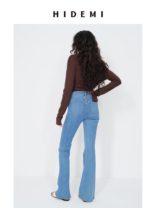 HIDEMI 【董生活同款】多重水洗做旧感超显瘦喇叭牛仔神裤长裤 商品图3