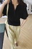 醋酸桑蚕丝面料 POLO领蝙蝠袖针织衫 成衣柔韧挺括自然 面料延展回弹力好 夏日穿毫无闷热感 不易松垮走形 上身垂坠有型不垮塌JZ2416 商品缩略图6