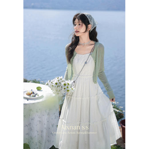 鹿向南「薄荷青柠」法式气质连衣裙套装2024夏季时尚通勤温柔裙子 商品图2