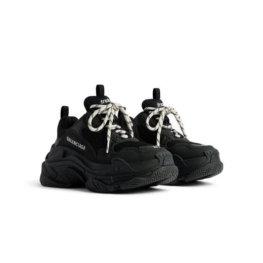 BALENCIAGA 巴黎世家 女士 Triple S 网布运动老爹鞋 黑色 524036 W2CA1 1000 商品图0