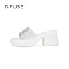 D:FUSE迪芙斯2024夏新款云感厚底膨胀感宽面烫钻凉拖鞋DF42110216 商品缩略图4