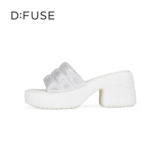 D:FUSE迪芙斯2024夏新款云感厚底膨胀感宽面烫钻凉拖鞋DF42110216 商品图4