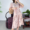 【清仓超15天不保价】奢姿大码女装2024夏季减龄印花V领连衣裙胖妹妹五分袖时尚裙子10442867026 商品缩略图3