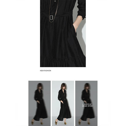 COCOBELLA肌理褶皱莱赛尔连衣裙轻熟女夏气质长袖衬衫裙FR915B 商品图2