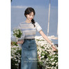 鹿向南「夏日画廊」短袖女t恤夏新款设计感气质显瘦正肩上衣L36833 商品缩略图1