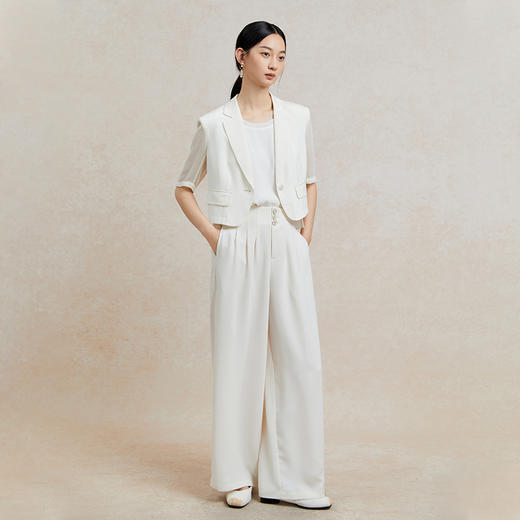 Famecoco短款一粒扣西装女士夏款通勤职业中袖小众西服FAC3AW009 商品图2