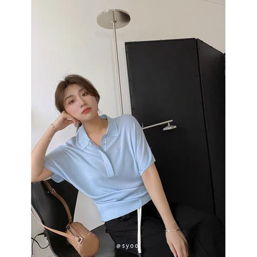 醋酸桑蚕丝面料 POLO领蝙蝠袖针织衫 成衣柔韧挺括自然 面料延展回弹力好 夏日穿毫无闷热感 不易松垮走形 上身垂坠有型不垮塌JZ2416 商品图0