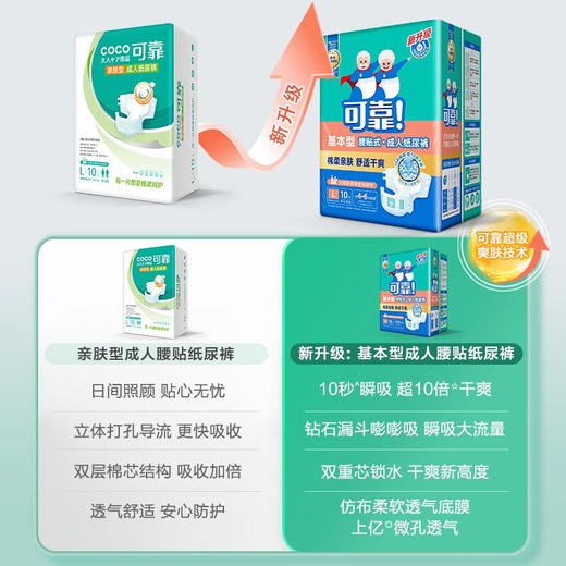 可靠COCO亲肤型成人纸尿裤男女老人尿不湿单包10片 商品图1