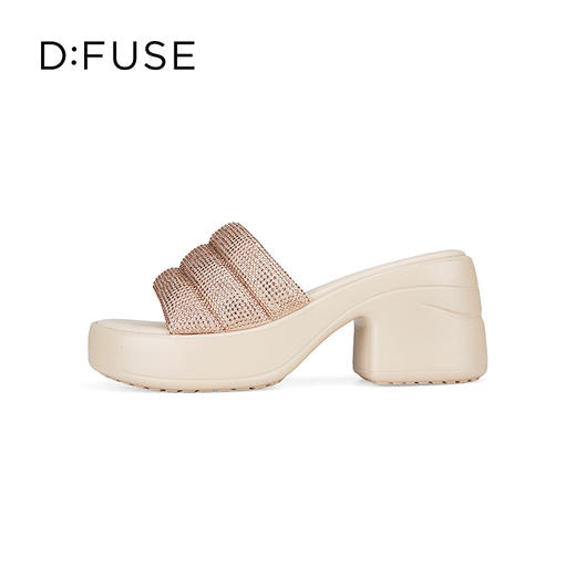 D:FUSE迪芙斯2024夏新款云感厚底膨胀感宽面烫钻凉拖鞋DF42110216 商品图2