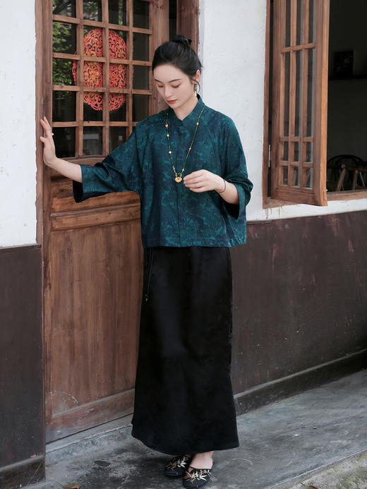 盛唐婧 |真丝宋锦发财树对襟上衣 商品图8