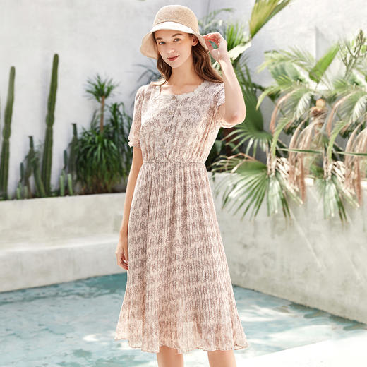 Famecoco范可儿赫本风连衣裙春夏温柔碎花裙仙女森系超仙F223FC002 商品图5