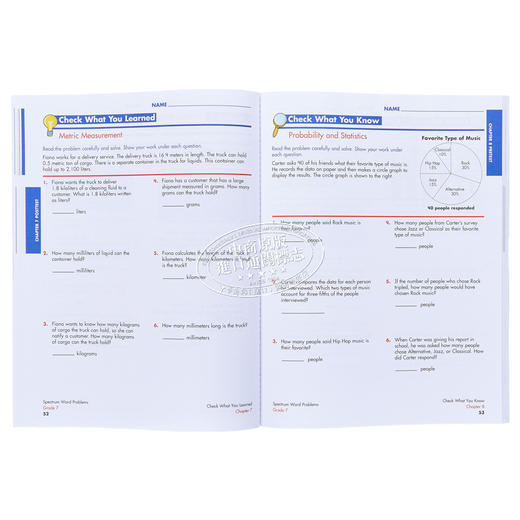 【中商原版】美国新课标教辅 光谱练习册 数学文字应用题系列6册 2-7年级 Spectrum Word Problems Grade 2-7 CarsonDellosa 商品图3