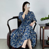 【清仓超15天不保价】奢姿大码女装2024夏季减龄印花V领连衣裙胖妹妹五分袖时尚裙子10442867026 商品缩略图2