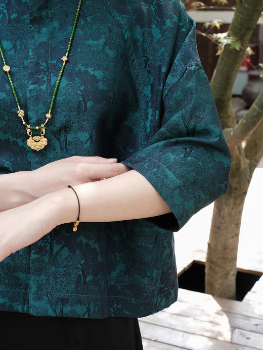 盛唐婧 |真丝宋锦发财树对襟上衣 商品图3