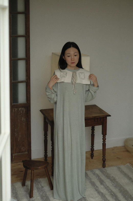 鼠尾草绿汉麻/棉及地长裙 - 愿你舒适 商品图4